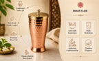 Pure Copper Tumbler with Brass Lid | Handcrafted Hammered Design | Tamra Jal Copper Glass | Food Grade | Made in Moradabad | 650 ML