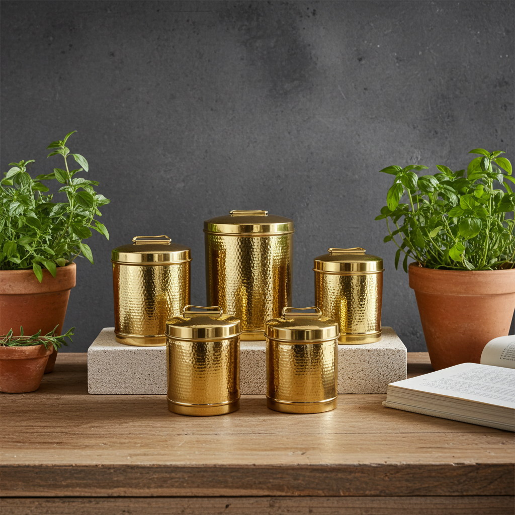Brass Atta Daani Storage Container - Brass Hammered Traditional Grain Storage