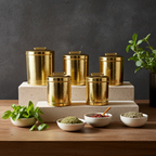 Brass Atta Daani Storage Container - Brass Hammered Traditional Grain Storage