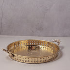 Brass Tray with Handle | Handcrafted Brass Serving Tray (12.5×10 inch)