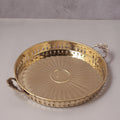 Brass Tray with Handle | Handcrafted Brass Serving Tray (12.5×10 inch)