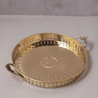 Brass Tray with Handle | Handcrafted Brass Serving Tray (12.5×10 inch)