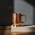 Copper Mug with Brass handle and Brass base(410 ml) - Set of 2