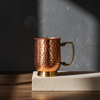 Copper Mug with Brass handle and Brass base(410 ml) - Set of 2