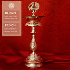 Pure Brass Standing Bird Diya | Handcrafted Traditional Oil Lamp | Decorative Puja Deepam | 14 Inch