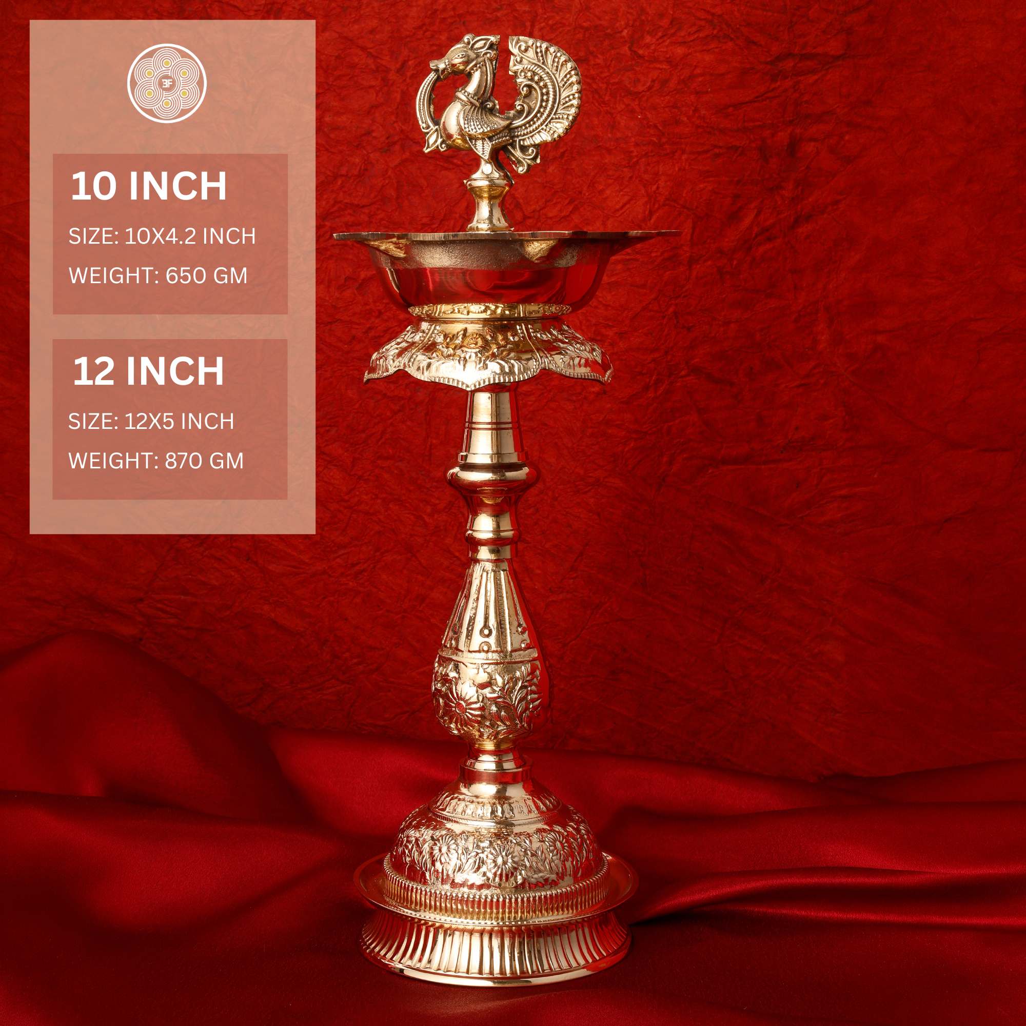 Pure Brass Standing Bird Diya | Handcrafted Traditional Oil Lamp | Decorative Puja Deepam | 14 Inch