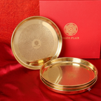 Pure Brass Thali 11.5 Inch Serving Plate | Traditional Engraved Brass Dinner Plate | Handcrafted Brass Serving Plate