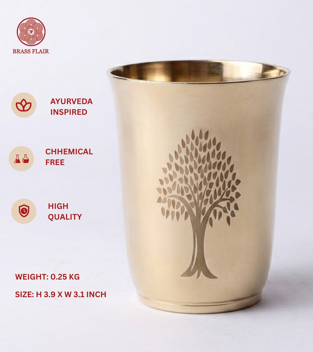 Handcrafted Kansa Glass | Bronze Drinking Glass | Gloss Finish | Traditional Ayurvedic Drinkware | 220 ml