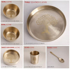 Bronze / Kansa Thali Set – Matt Finish - 6 piece set (1 thali, 3 bowls, 1 glass, 1 spoon)