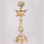 Pure Brass Standing Bird Diya | Handcrafted Traditional Oil Lamp | Decorative Puja Deepam | 14 Inch