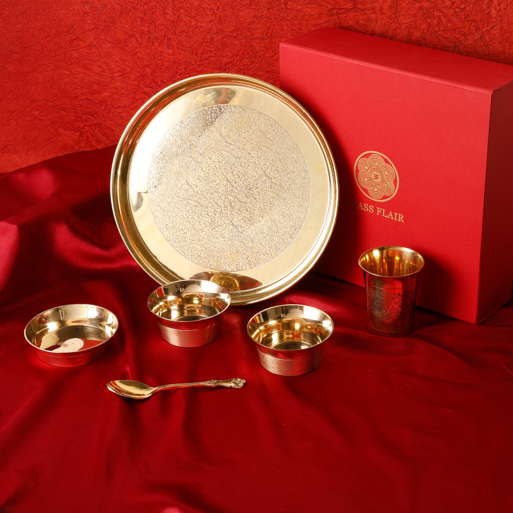 Brass Thali Set – 6 Piece