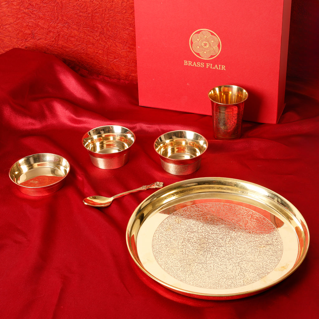 Brass Thali Set – 6 Piece