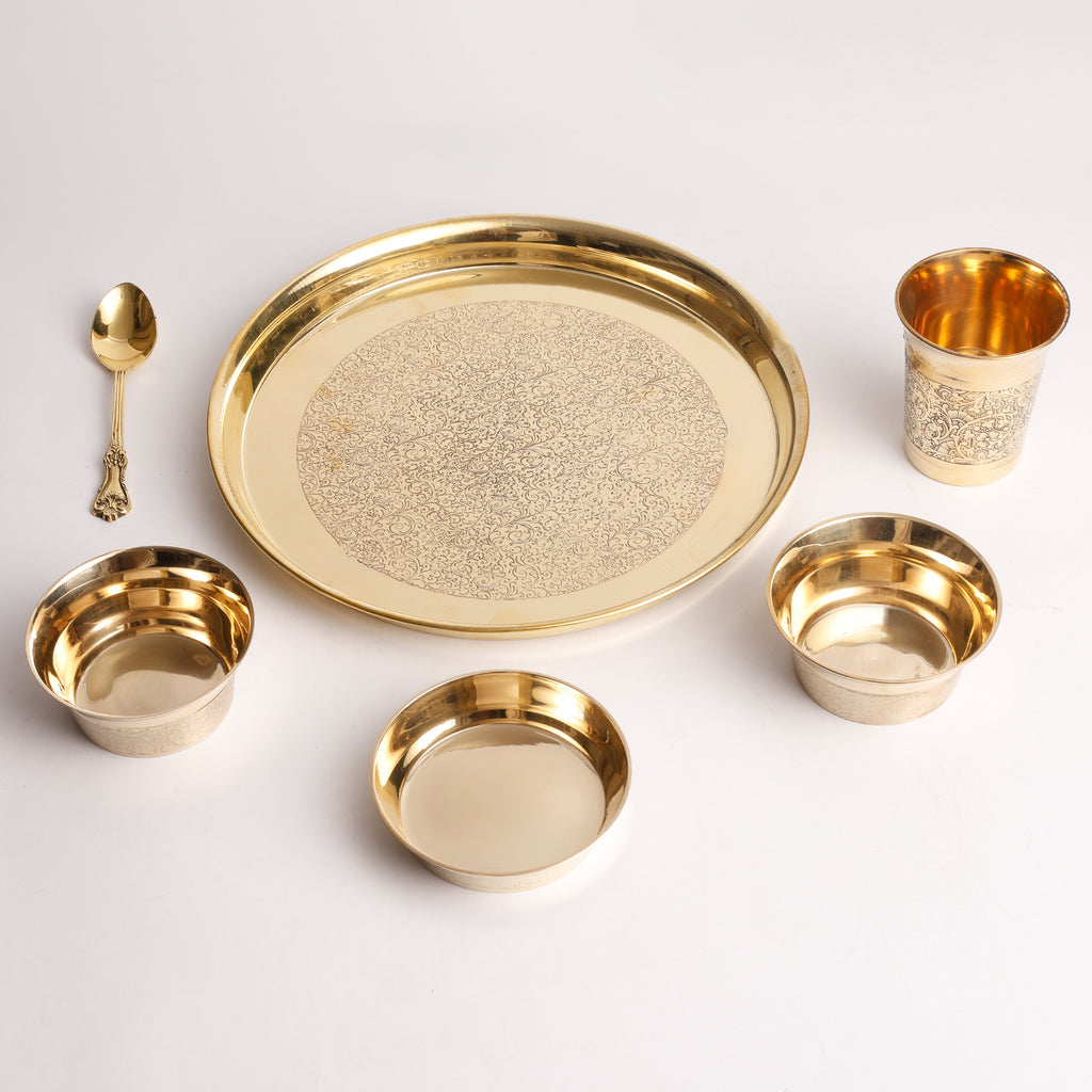 Brass Thali Set – 6 Piece