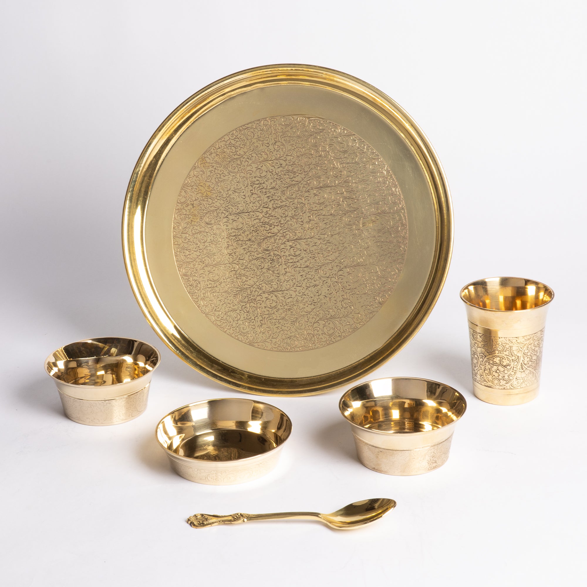 Brass Thali Set – 6 Piece