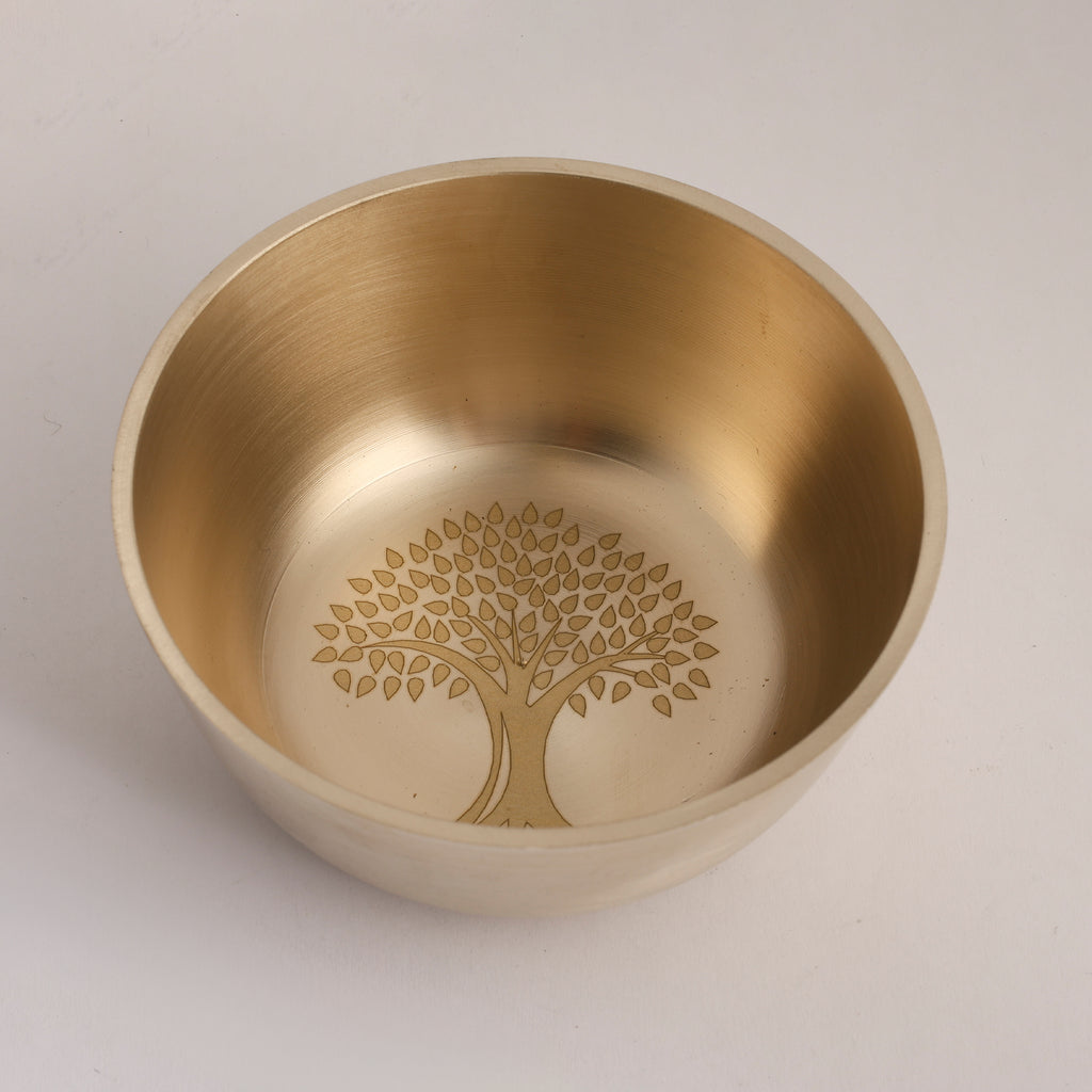 Bronze / Kansa Thali Set – Matt Finish - 6 piece set (1 thali, 3 bowls, 1 glass, 1 spoon)