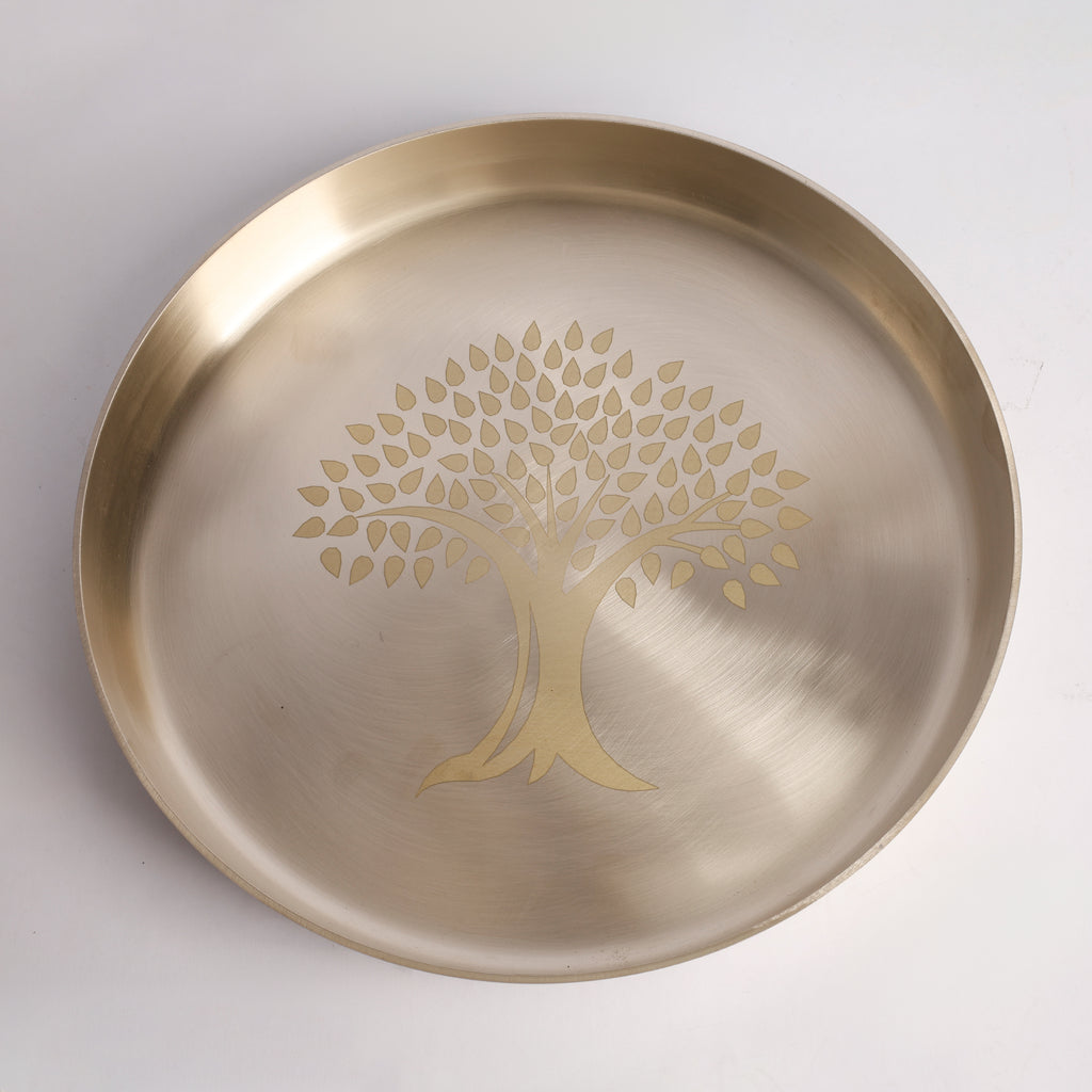 Bronze / Kansa Thali Set – Matt Finish - 6 piece set (1 thali, 3 bowls, 1 glass, 1 spoon)