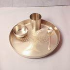 Bronze / Kansa Thali set – Matt Finish (4 peache)