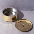 Brass Tin-Coated Hammered Biryani Handi with Lid