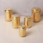 Brass Hammered Jars with Lid (Set of 5)