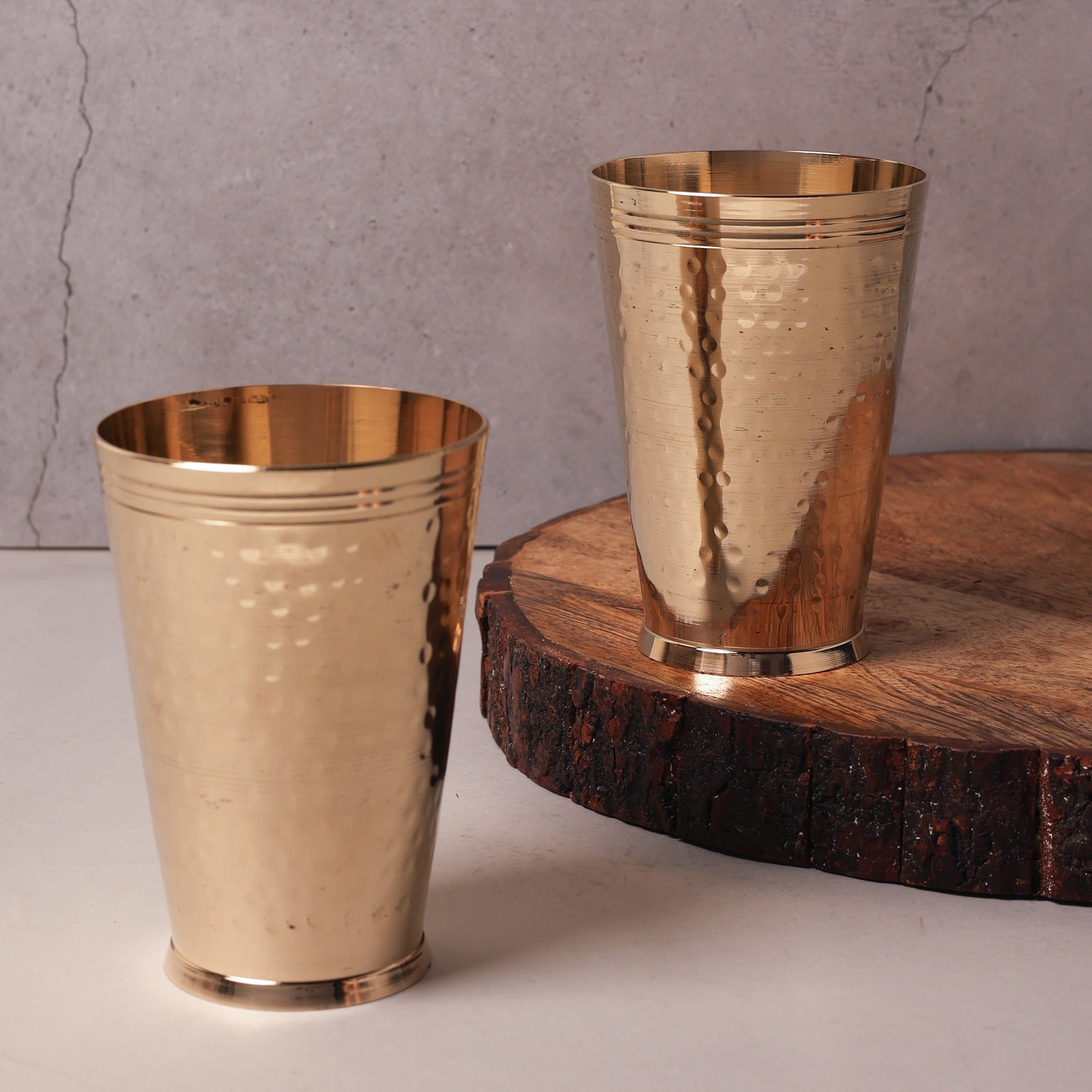 Brass Glass – Hammered Design (Set of 2)