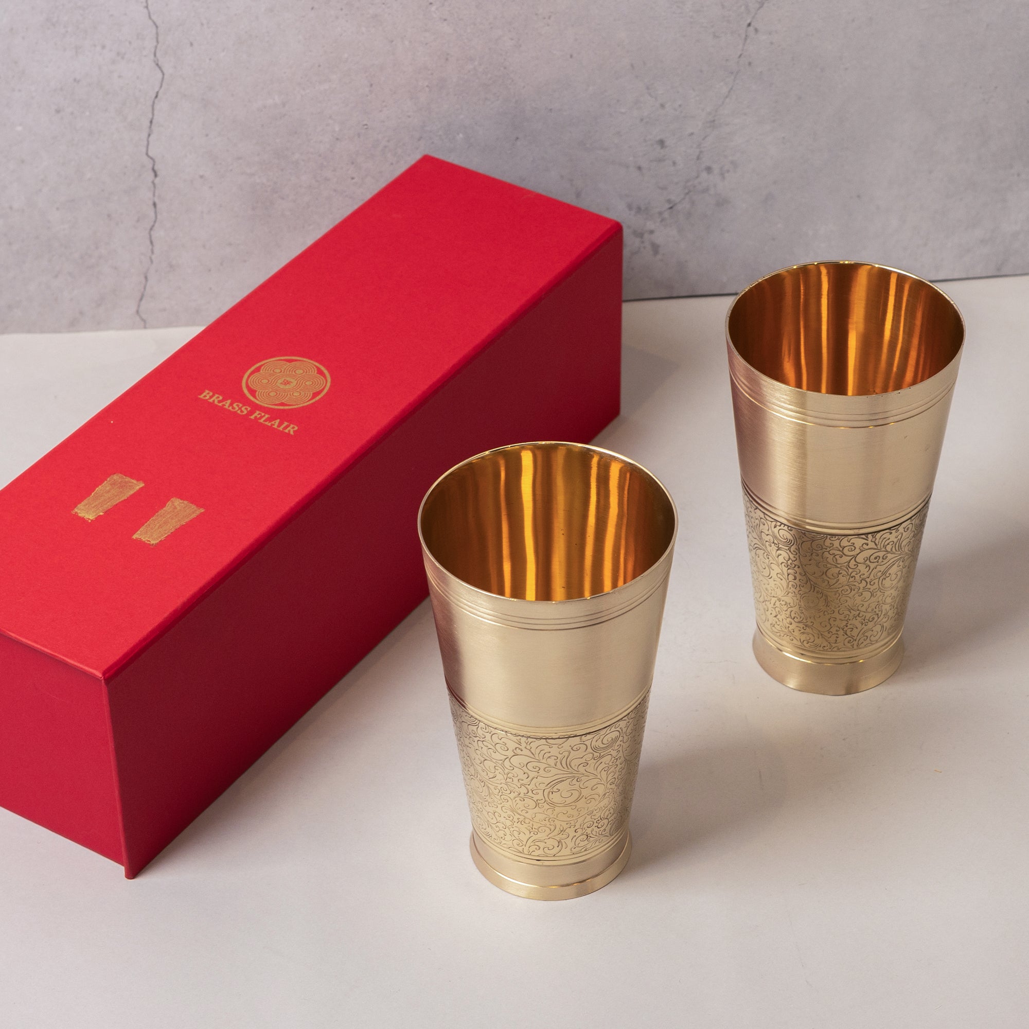 Brass Antique Glasses – Set of 2 (650 ml)