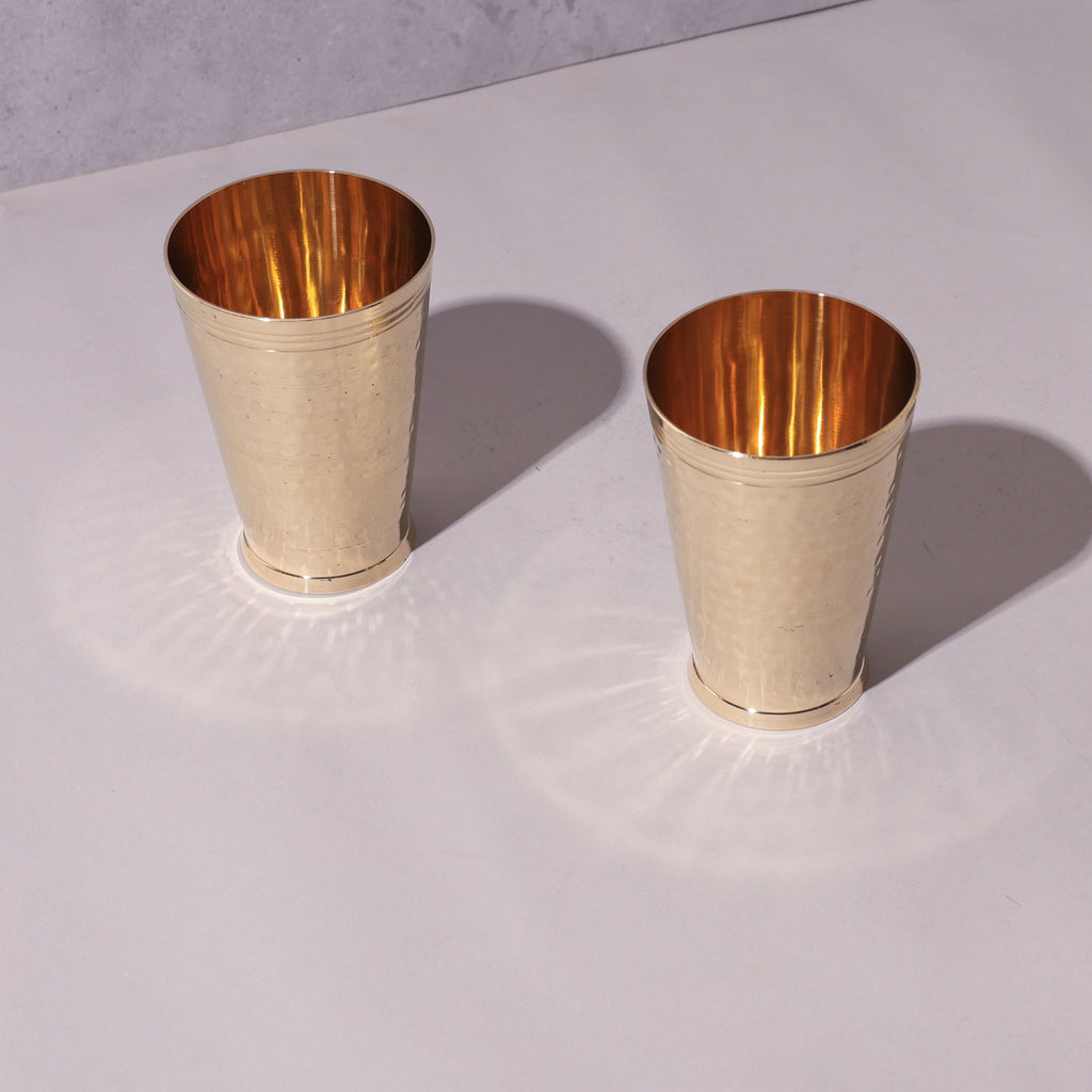 Brass Glass – Hammered Design (Set of 2)