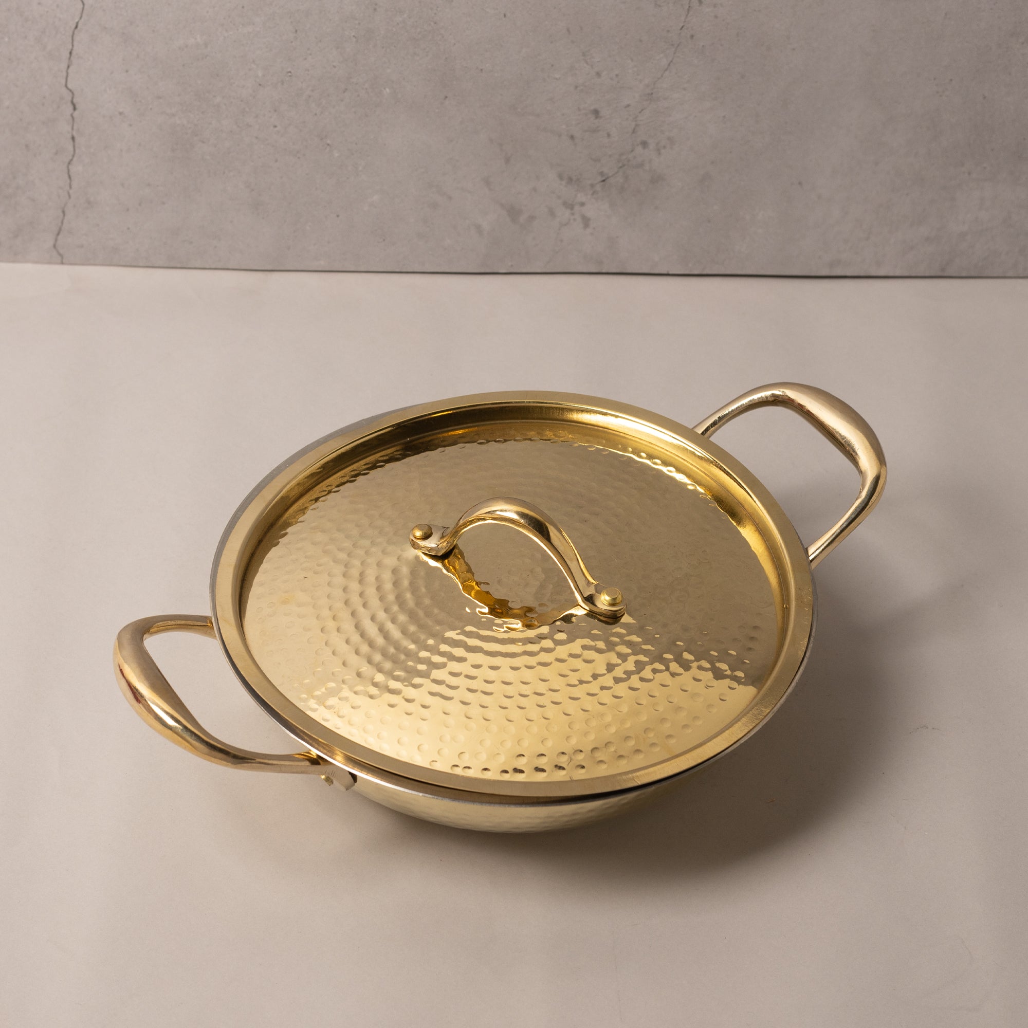 Brass Kadhai with Tin Coating & Lid (1 Litre)