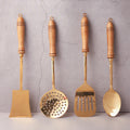 Brass Ladles Set with Wood Handle (Set of 4)