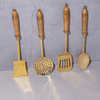 Brass Ladles Set with Wood Handle (Set of 4)