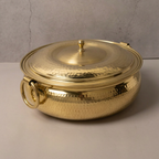 Brass Tin-Coated Hammered Lagan with brass Lid & Handle