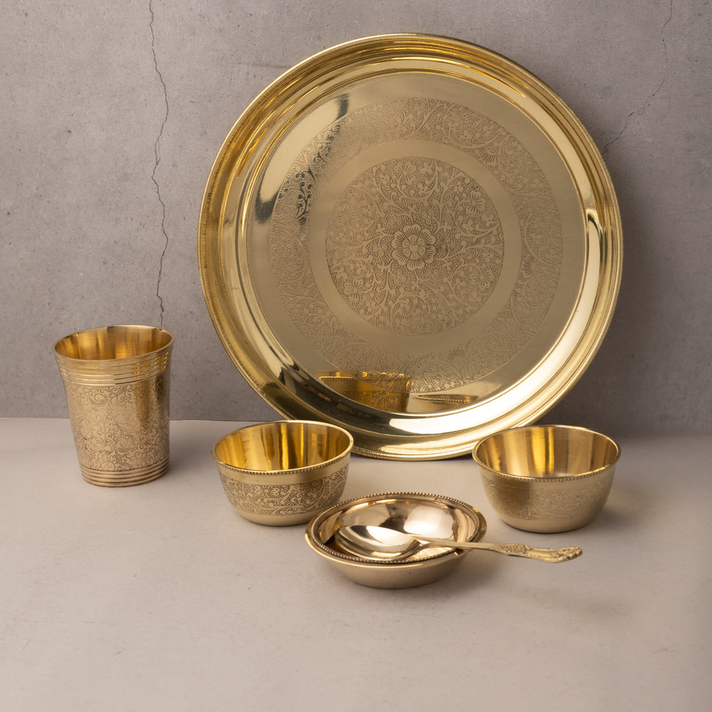 Brass Thali Set – 6 Piece