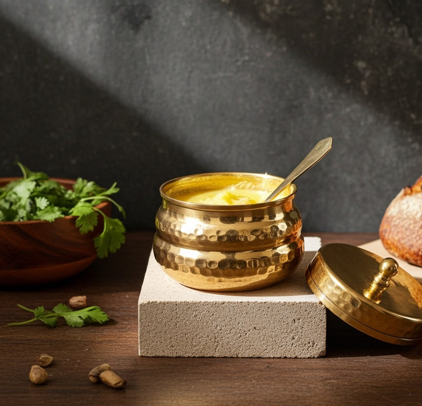 Brass Ghee Pot with Lid