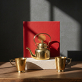 Brass Hammered Kettle with Cup Set