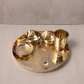 Bronze / Kansa Thali Set - 6 piece set (1 thali, 3 bowls, 1 glass, 1 spoon)