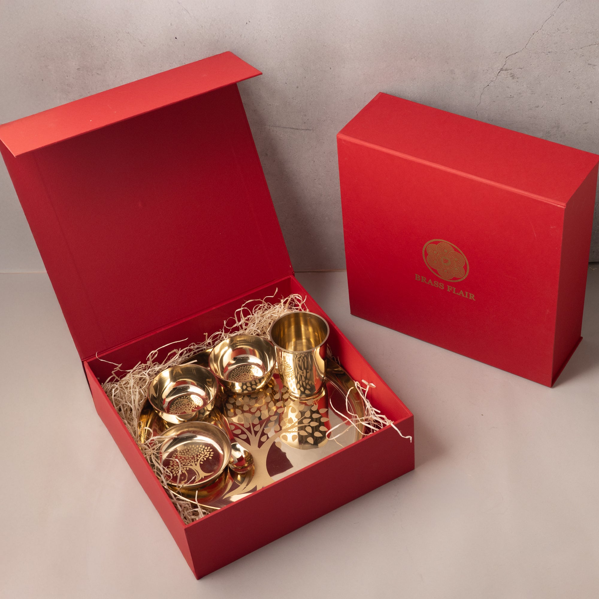 Bronze / Kansa Thali Set - 6 peace set (1 thali, 3 bowls, 1 glass, 1 spoon)