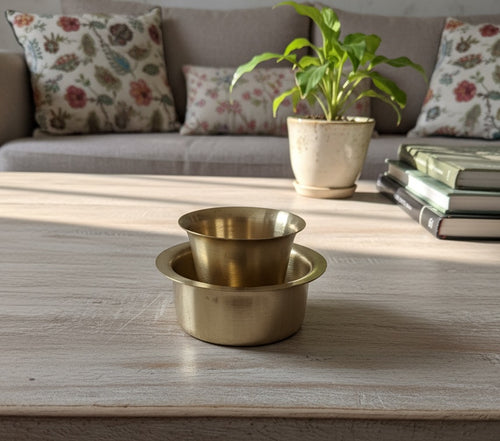 Brass Coffee Dabara Set of 2 – Traditional South Indian Filter Coffee Set