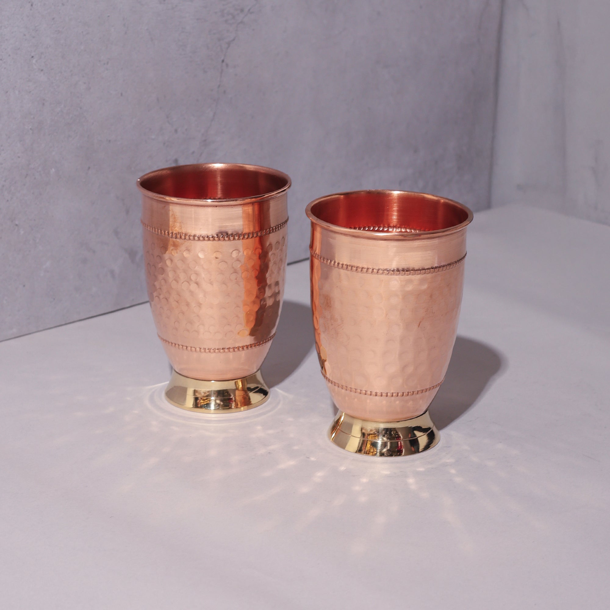Copper Glass with Brass Base (Set of 2)