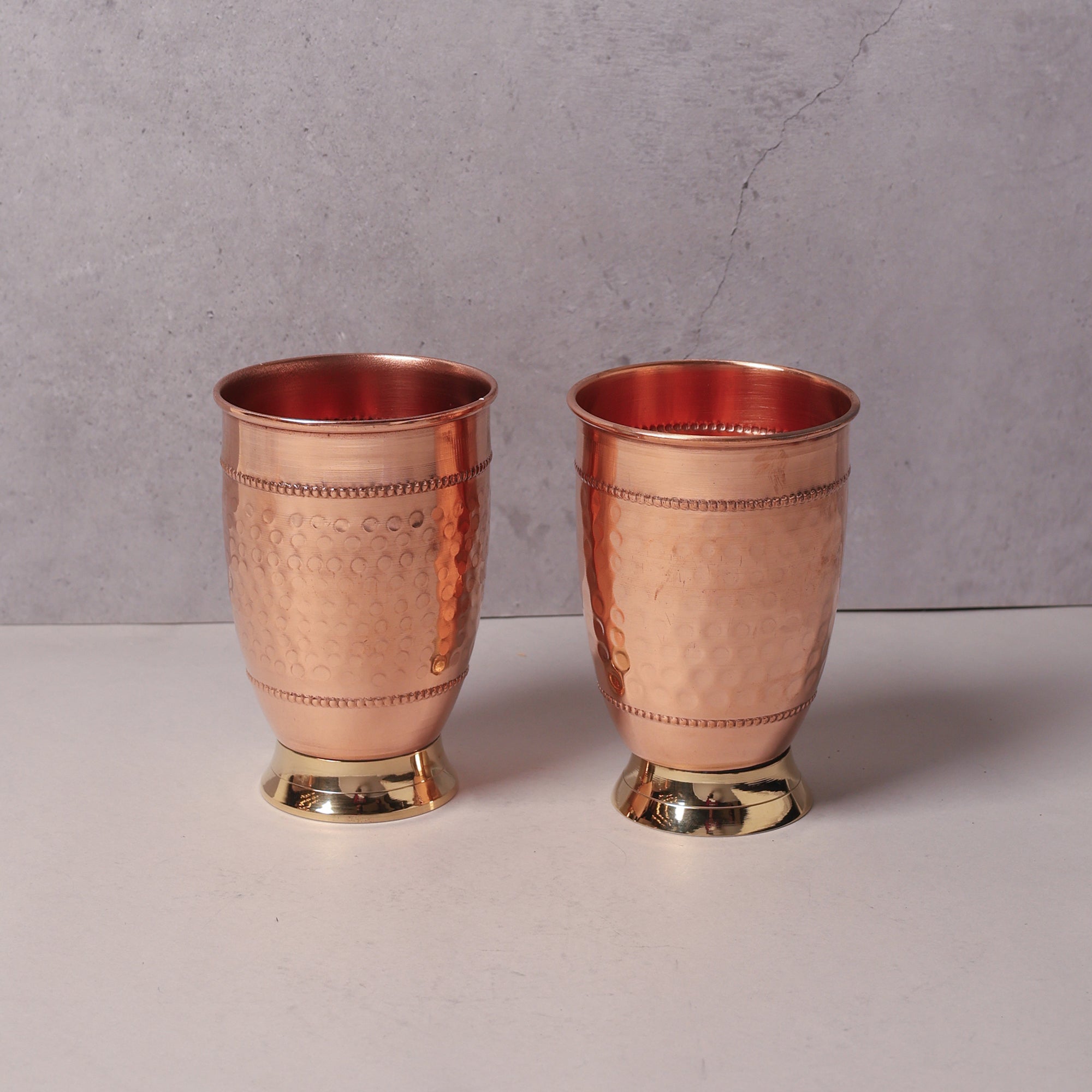 Copper Glass with Brass Base (Set of 2)