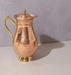 Copper Jug with Lid and Premium Brass Handle | Antique Copper Jug