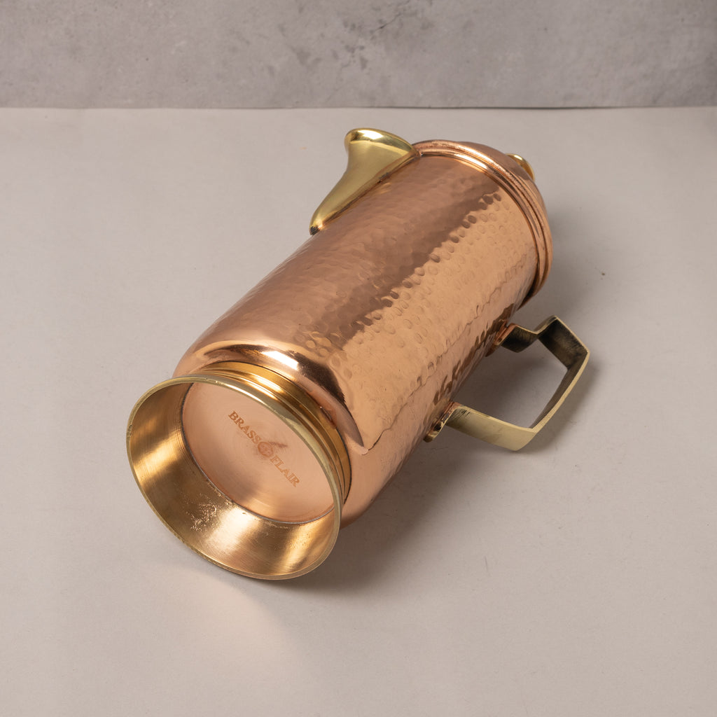 Copper Jug with Lid and Premium Brass Handle