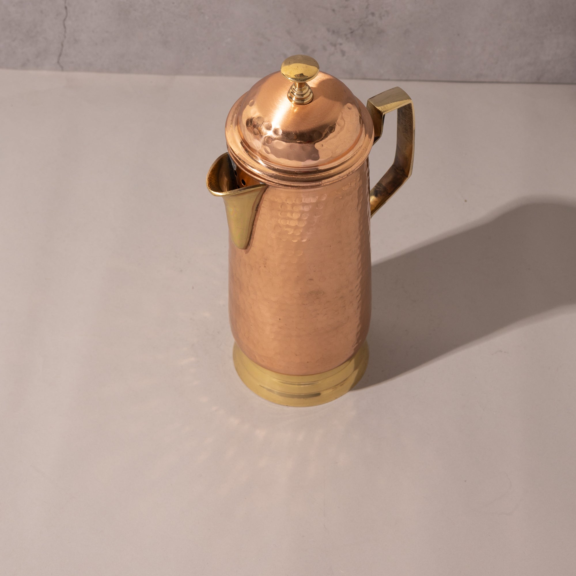 Copper Jug with Lid and Premium Brass Handle