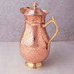 Copper Jug with Lid and Premium Brass Handle | Antique Copper Jug