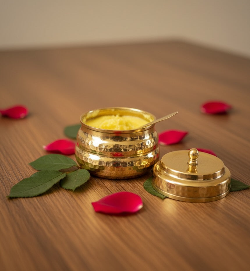 Brass Ghee Pot with Lid