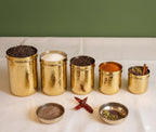 Handmade 100% Pure Hammered Brass Jars with Lid (Set of 5)