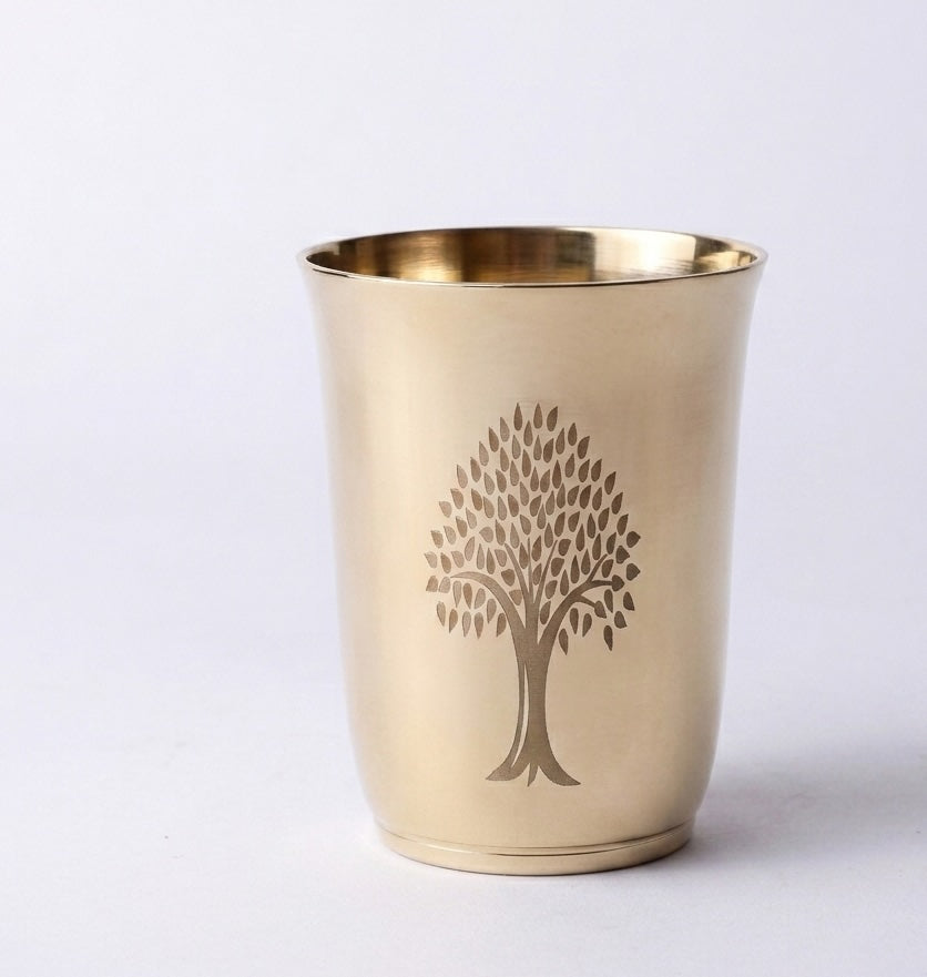 Handcrafted Kansa Glass | Bronze Drinking Glass | Gloss Finish | Traditional Ayurvedic Drinkware | 220 ml