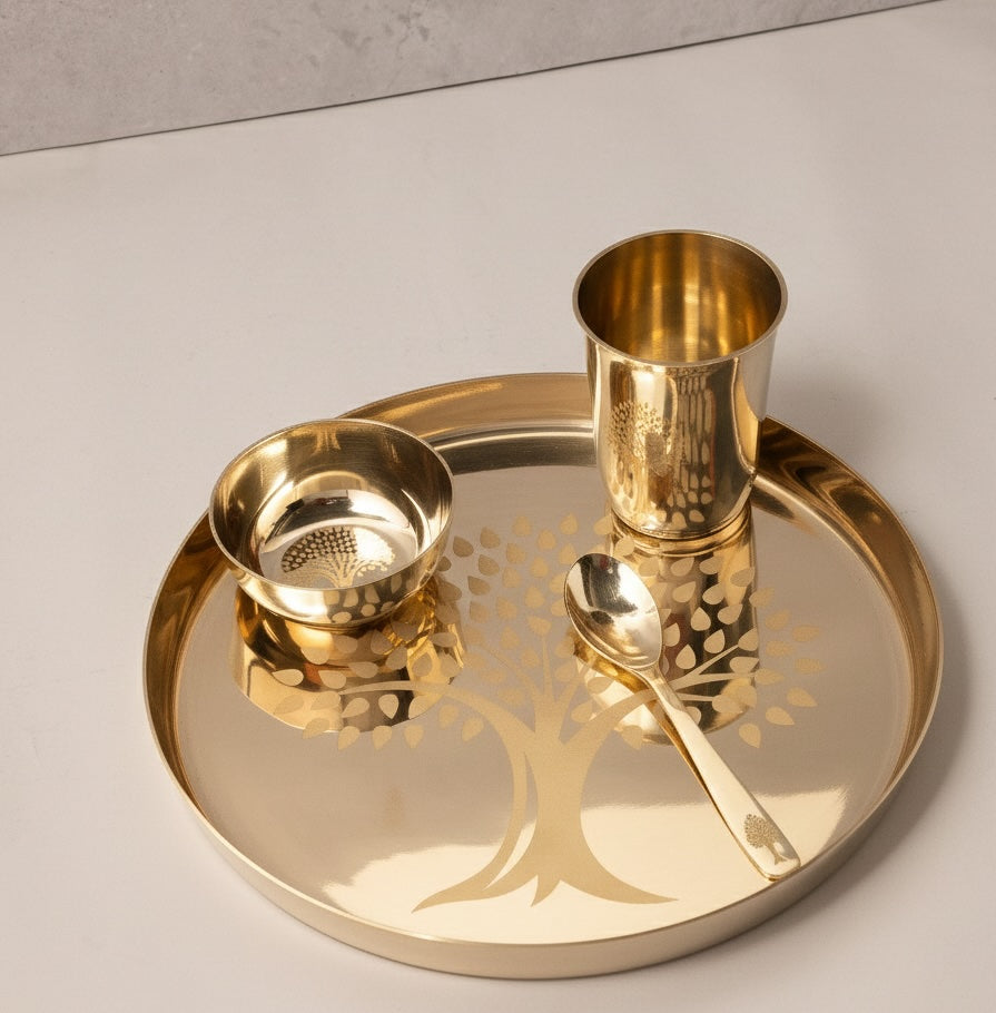 Bronze / Kansa Kids Thali set (4 Piece)