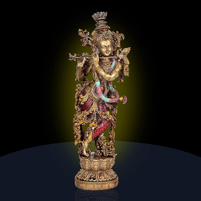 Krishna Brass Idol – Handcrafted Antique Finish