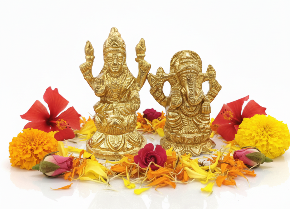 Traditional Brass Lakshmi Ganesh Idol