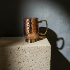 Copper Mug with Brass handle and Brass base(410 ml) - Set of 2