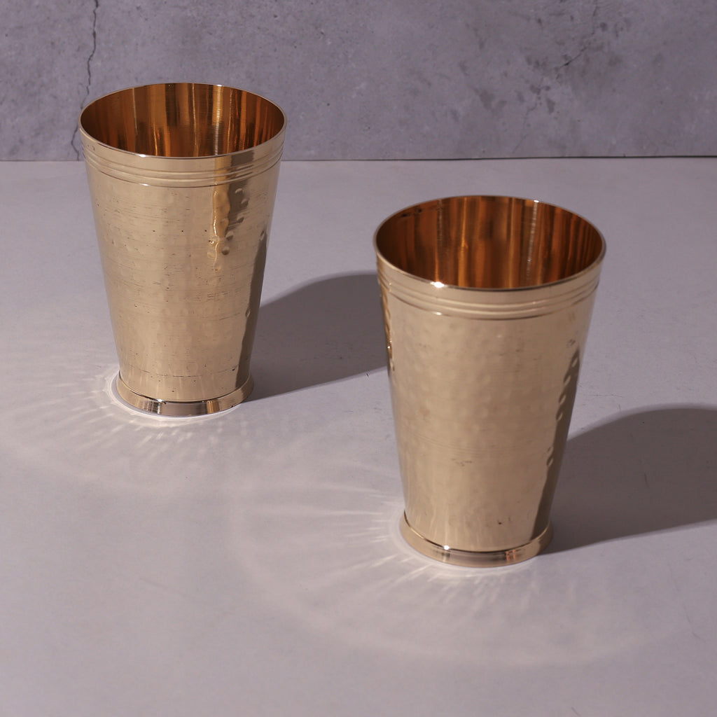 Brass Glass – Hammered Design (Set of 2)